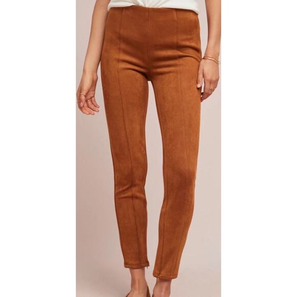 NWOT Anthropologie faux suede legging pants in cedar Brown Size 26 Professional - Picture 1 of 9